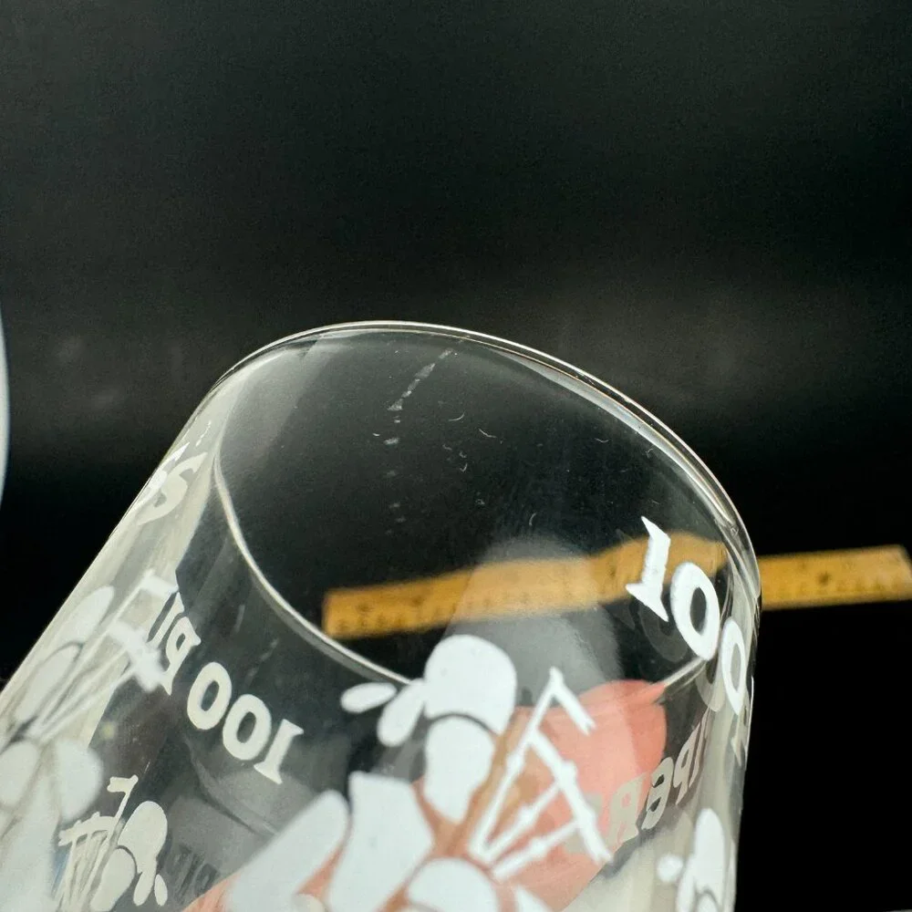 Vtg Seagrams Scotch Shot Glass 100 Pipers Clear White Image Font Bag‎ Pipers 2oz